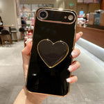 Ốp lưng điện thoại TPU kèm giá đỡ hình trái tim mạ điện, dành cho iPhone 17e / 16e, iPhone 17 Pro Max, iPhone 17 Pro, iPhone 17, iPhone Air, iPhone 16 Pro Max, iPhone 16 Pro, iPhone 16 Plus