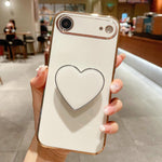 Ốp lưng điện thoại TPU kèm giá đỡ hình trái tim mạ điện, dành cho iPhone 17e / 16e, iPhone 17 Pro Max, iPhone 17 Pro, iPhone 17, iPhone Air, iPhone 16 Pro Max, iPhone 16 Pro, iPhone 16 Plus