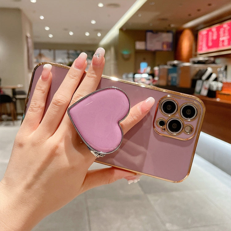 Ốp lưng điện thoại TPU kèm giá đỡ hình trái tim mạ điện, dành cho iPhone 7 Plus / 8 Plus