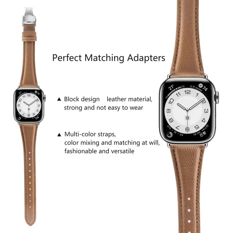 Dây đồng hồ da trơn khóa bướm, Dành cho Apple Watch Series 4 44mm, Dành cho Apple Watch Series 4 40mm, Dành cho Apple Watch Series 3 38mm, Dành cho Apple Watch Series 3 42mm