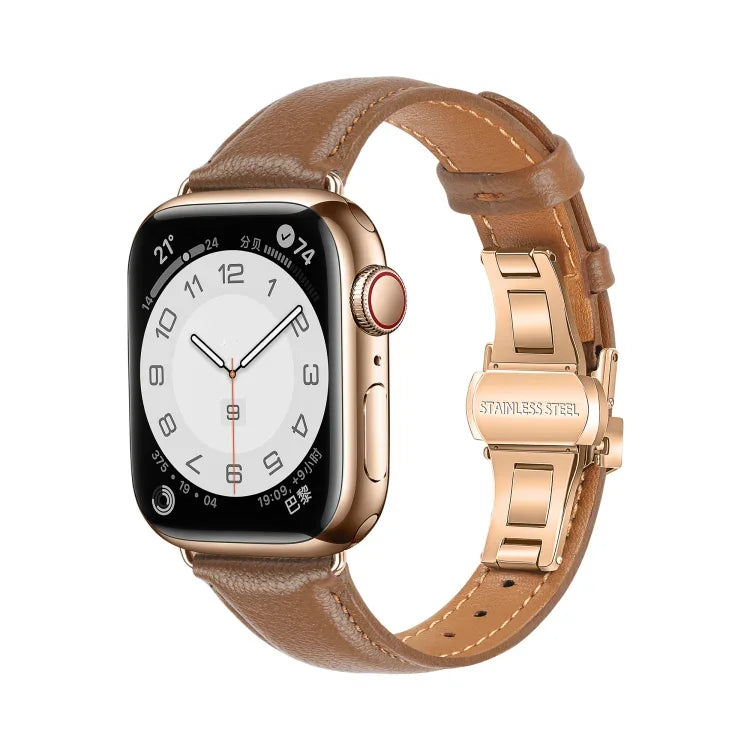 Dây đồng hồ da trơn khóa bướm, Dành cho Apple Watch Series 4 44mm, Dành cho Apple Watch Series 4 40mm, Dành cho Apple Watch Series 3 38mm, Dành cho Apple Watch Series 3 42mm