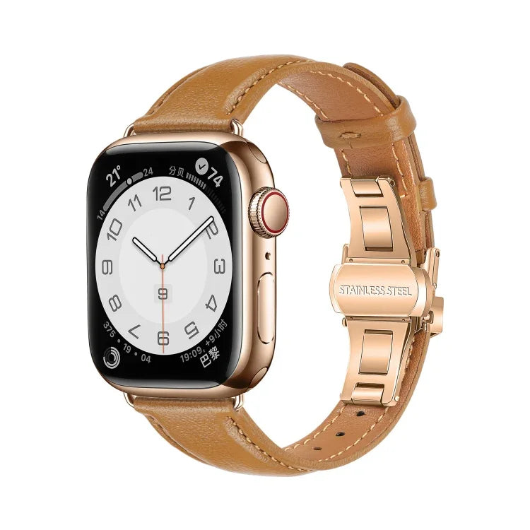 Dây đồng hồ da trơn khóa bướm, Dành cho Apple Watch Series 4 44mm, Dành cho Apple Watch Series 4 40mm, Dành cho Apple Watch Series 3 38mm, Dành cho Apple Watch Series 3 42mm