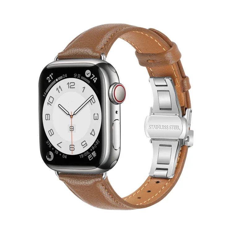 Dây đồng hồ da trơn khóa bướm, Dành cho Apple Watch Series 4 44mm, Dành cho Apple Watch Series 4 40mm, Dành cho Apple Watch Series 3 38mm, Dành cho Apple Watch Series 3 42mm