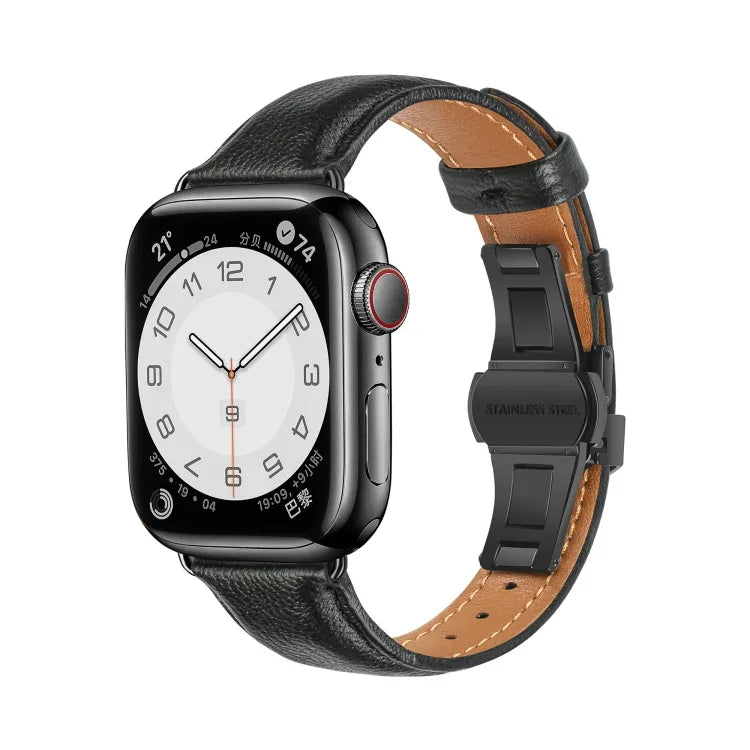 Dây đồng hồ da trơn khóa bướm, Dành cho Apple Watch Series 4 44mm, Dành cho Apple Watch Series 4 40mm, Dành cho Apple Watch Series 3 38mm, Dành cho Apple Watch Series 3 42mm