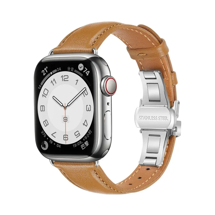 Dây đồng hồ da trơn khóa bướm, Dành cho Apple Watch Series 4 44mm, Dành cho Apple Watch Series 4 40mm, Dành cho Apple Watch Series 3 38mm, Dành cho Apple Watch Series 3 42mm