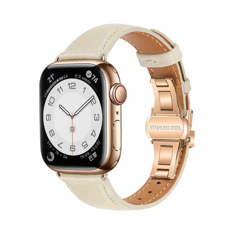 Dây đồng hồ da trơn khóa bướm, Dành cho Apple Watch Series 4 44mm, Dành cho Apple Watch Series 4 40mm, Dành cho Apple Watch Series 3 38mm, Dành cho Apple Watch Series 3 42mm