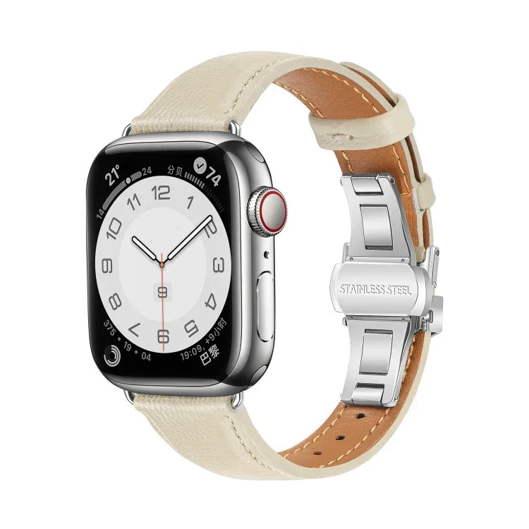 Dây đồng hồ da trơn khóa bướm, Dành cho Apple Watch Series 4 44mm, Dành cho Apple Watch Series 4 40mm, Dành cho Apple Watch Series 3 38mm, Dành cho Apple Watch Series 3 42mm