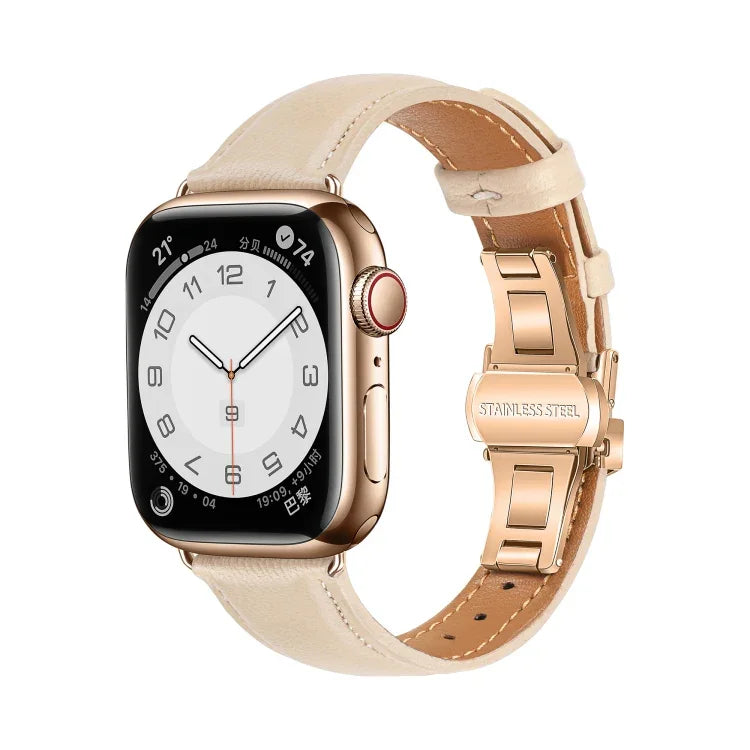 Dây đồng hồ da trơn khóa bướm, Dành cho Apple Watch Series 4 44mm, Dành cho Apple Watch Series 4 40mm, Dành cho Apple Watch Series 3 38mm, Dành cho Apple Watch Series 3 42mm