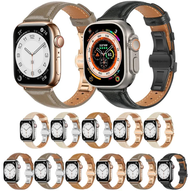 Dây đồng hồ da trơn khóa bướm, Dành cho Apple Watch Series 4 44mm, Dành cho Apple Watch Series 4 40mm, Dành cho Apple Watch Series 3 38mm, Dành cho Apple Watch Series 3 42mm