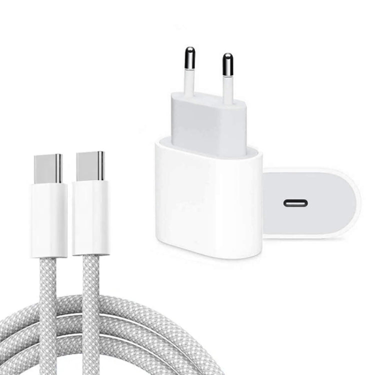 Sạc PD35W cổng USB-C / Type-C kèm cáp dữ liệu Type-C dài 1m, phích cắm EU, phích cắm EU + cáp Type-C