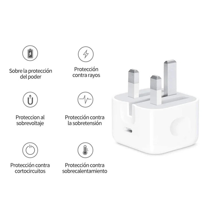 Sạc PD35W cổng USB-C / Type-C kèm cáp dữ liệu Type-C dài 1m, phích cắm UK, phích cắm UK + cáp Type-C