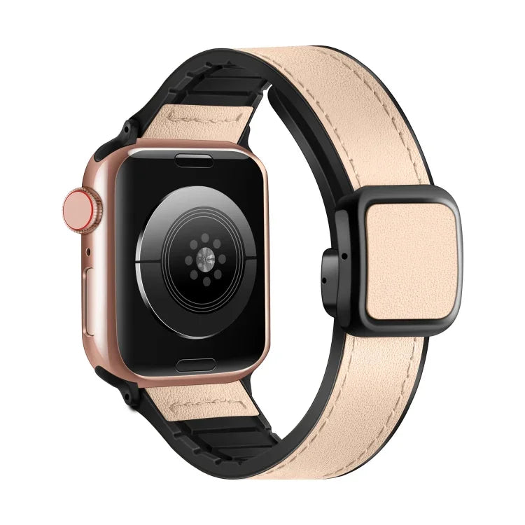 Dây đồng hồ silicone PU khóa vuông nam châm gập, Dành cho Apple Watch Series 4 44mm, Dành cho Apple Watch Series 4 40mm, Dành cho Apple Watch Series 3 38mm, Dành cho Apple Watch Series 3 42mm
