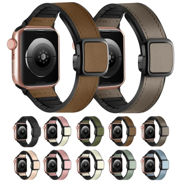 Dây đồng hồ silicone PU khóa vuông nam châm gập, Dành cho Apple Watch Series 4 44mm, Dành cho Apple Watch Series 4 40mm, Dành cho Apple Watch Series 3 38mm, Dành cho Apple Watch Series 3 42mm