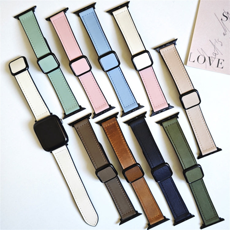 Fold Magnetic Square Buckle PU Silicone Watch Band, For Apple Watch Series 9 41mm, For Apple Watch Ultra 49mm, For Apple Watch Series 8 41mm, For Apple Watch Series 8 45mm