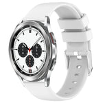 20mm silicone watch band for Samsung Galaxy Watch in white color, enhancing style and comfort.