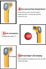 Bộ điều khiển cảm biến nhiệt độ laser hồng ngoại kỹ thuật số GM320, nhiệt kế cầm tay GM320