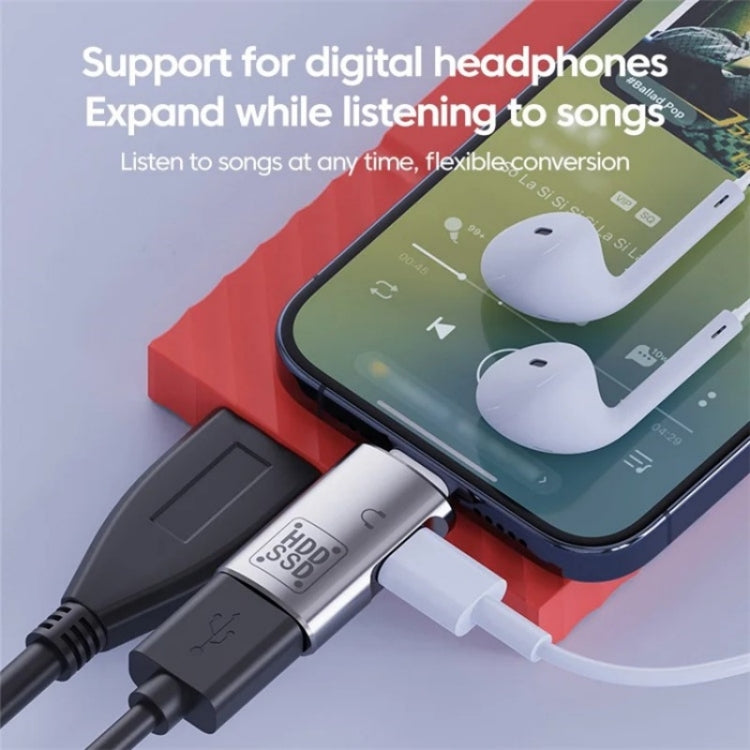 JS-109 Bộ chuyển đổi OTG USB-C / Type-C sang Type-C + USB 3.0 cho tai nghe kỹ thuật số và ổ đĩa U, Type-C sang Type-C + USB