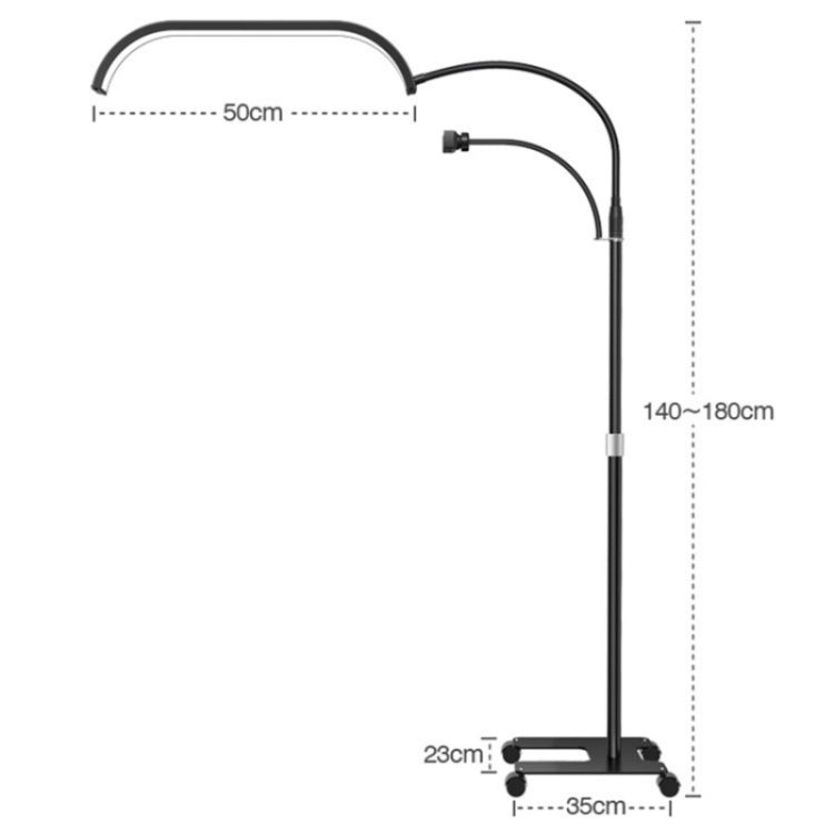 Đèn LED trăng đứng sàn HD-G63X điều chỉnh độ sáng từ xa, đèn làm móng và nối mi, phích cắm US, UK, EU, AU