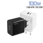 Sạc điện thoại di động USB 67W / Type-C PD 33W siêu nhanh, giao thức đầy đủ, phích cắm EU, phích cắm EU