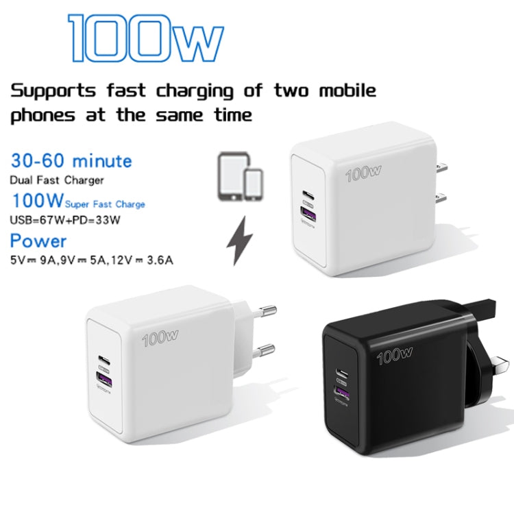 Sạc điện thoại di động USB 67W / Type-C PD 33W siêu nhanh, giao thức đầy đủ, phích cắm EU, phích cắm EU