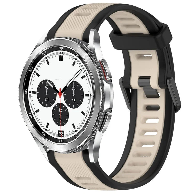 Dây đeo đồng hồ silicone hai màu họa tiết 20mm, dành cho Samsung Galaxy Watch 4 Classic 42mm, dành cho Samsung Galaxy Watch Active 2 44mm, dành cho Samsung Galaxy Watch Active 2 40mm, dành cho Samsung Galaxy Watch 42mm