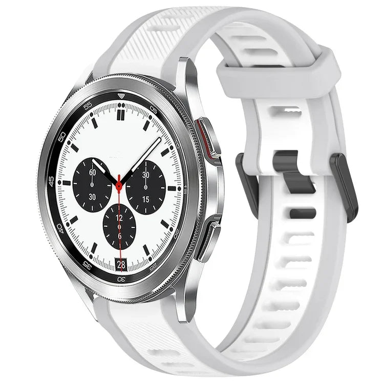 Dây đeo đồng hồ silicone hai màu họa tiết 20mm, dành cho Samsung Galaxy Watch 4 Classic 42mm, dành cho Samsung Galaxy Watch Active 2 44mm, dành cho Samsung Galaxy Watch Active 2 40mm, dành cho Samsung Galaxy Watch 42mm