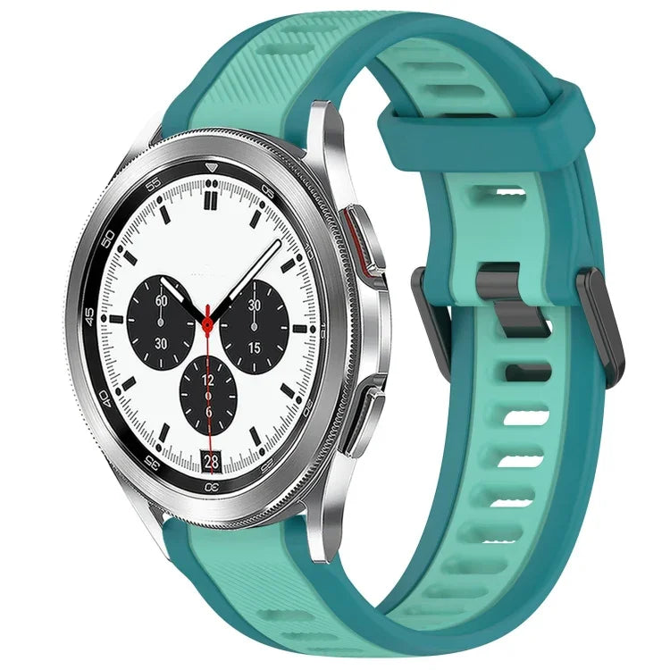 Dây đeo đồng hồ silicone hai màu họa tiết 20mm, dành cho Samsung Galaxy Watch 4 Classic 42mm, dành cho Samsung Galaxy Watch Active 2 44mm, dành cho Samsung Galaxy Watch Active 2 40mm, dành cho Samsung Galaxy Watch 42mm