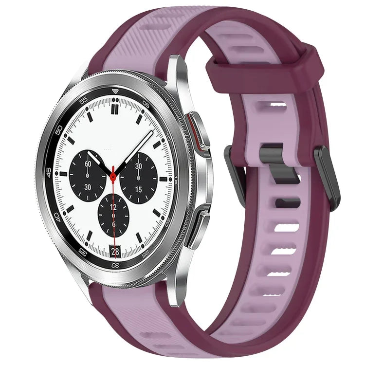 Dây đeo đồng hồ silicone hai màu họa tiết 20mm, dành cho Samsung Galaxy Watch 4 Classic 42mm, dành cho Samsung Galaxy Watch Active 2 44mm, dành cho Samsung Galaxy Watch Active 2 40mm, dành cho Samsung Galaxy Watch 42mm
