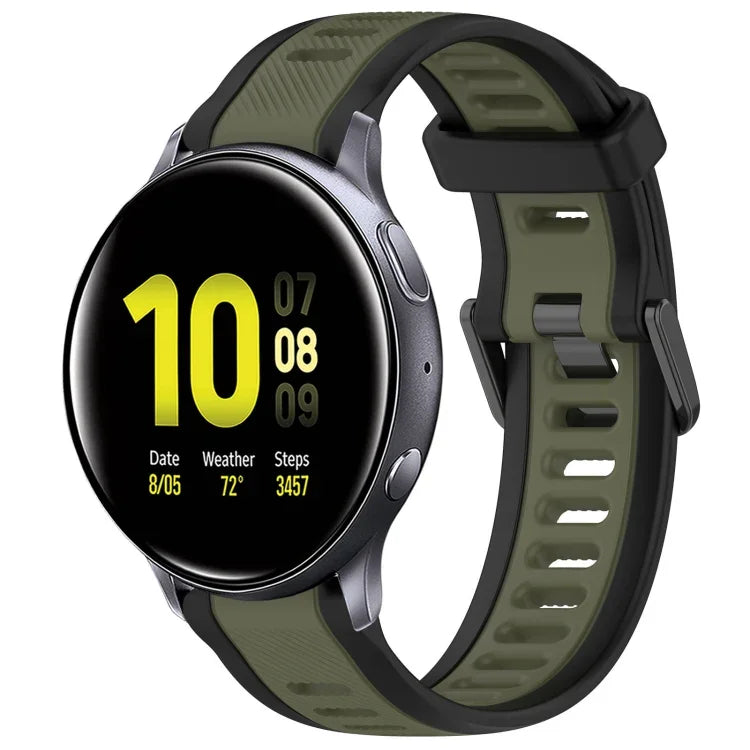 Dây đeo đồng hồ silicone hai màu họa tiết 20mm, dành cho Samsung Galaxy Watch 4 Classic 42mm, dành cho Samsung Galaxy Watch Active 2 44mm, dành cho Samsung Galaxy Watch Active 2 40mm, dành cho Samsung Galaxy Watch 42mm