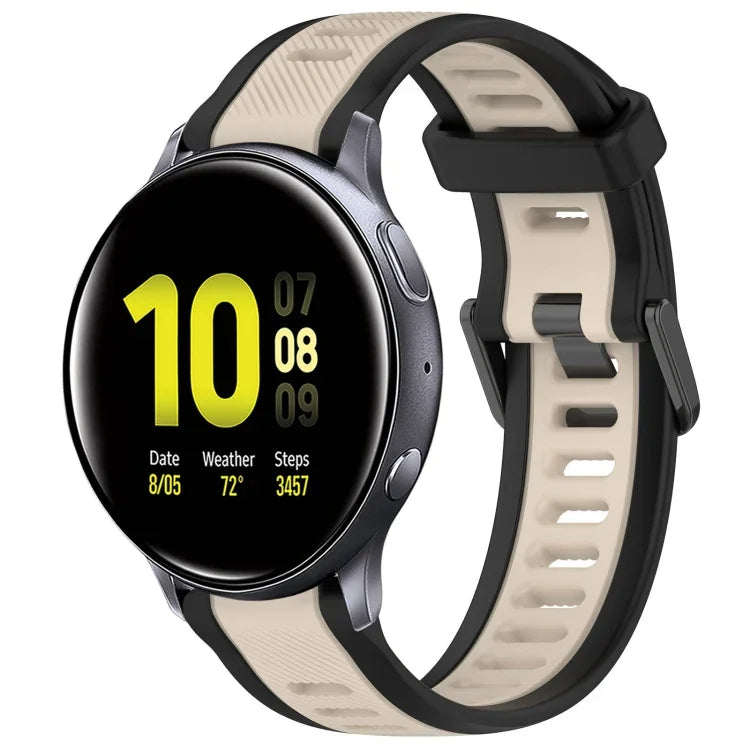 Dây đeo đồng hồ silicone hai màu họa tiết 20mm, dành cho Samsung Galaxy Watch 4 Classic 42mm, dành cho Samsung Galaxy Watch Active 2 44mm, dành cho Samsung Galaxy Watch Active 2 40mm, dành cho Samsung Galaxy Watch 42mm