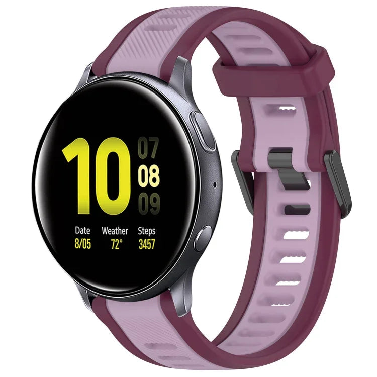 Dây đeo đồng hồ silicone hai màu họa tiết 20mm, dành cho Samsung Galaxy Watch 4 Classic 42mm, dành cho Samsung Galaxy Watch Active 2 44mm, dành cho Samsung Galaxy Watch Active 2 40mm, dành cho Samsung Galaxy Watch 42mm