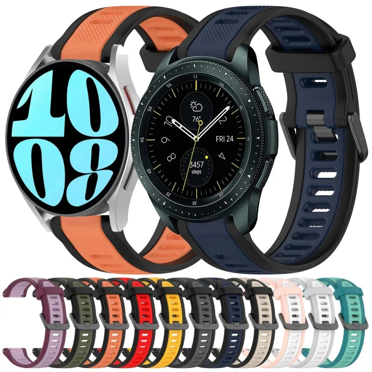 Dây đeo đồng hồ silicone hai màu họa tiết 20mm, dành cho Samsung Galaxy Watch 4 Classic 42mm, dành cho Samsung Galaxy Watch Active 2 44mm, dành cho Samsung Galaxy Watch Active 2 40mm, dành cho Samsung Galaxy Watch 42mm