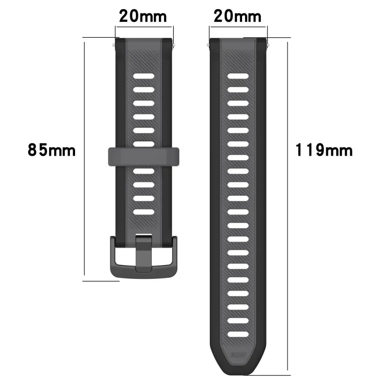 Dây đeo đồng hồ silicone hai màu họa tiết 20mm, dành cho Samsung Galaxy Watch 4 Classic 42mm, dành cho Samsung Galaxy Watch Active 2 44mm, dành cho Samsung Galaxy Watch Active 2 40mm, dành cho Samsung Galaxy Watch 42mm