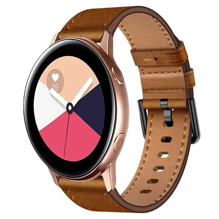 20mm SX Connector Metal Button Switch Leather Watch Band, For Samsung Galaxy Watch 5, For Samsung Galaxy Watch 5 Pro, For Samsung Galaxy Watch 4, For Samsung Galaxy Gear Sport, For Samsung Galaxy Watch 3 41mm, For Samsung Galaxy Watch Active           ...