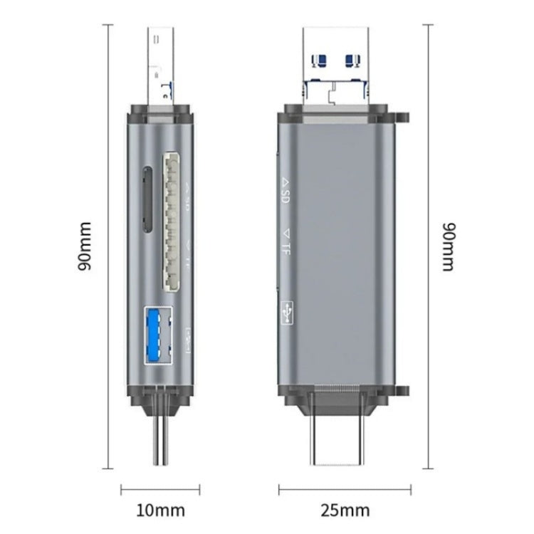 Bộ chuyển đổi dữ liệu U-Disk ADS-306 USB / 8 Pin / Type-C đọc thẻ SD TF, ADS-306