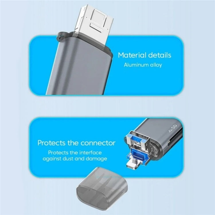 Bộ chuyển đổi dữ liệu U-Disk ADS-306 USB / 8 Pin / Type-C đọc thẻ SD TF, ADS-306