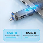 Bộ chuyển đổi dữ liệu U-Disk ADS-306 USB / 8 Pin / Type-C đọc thẻ SD TF, ADS-306