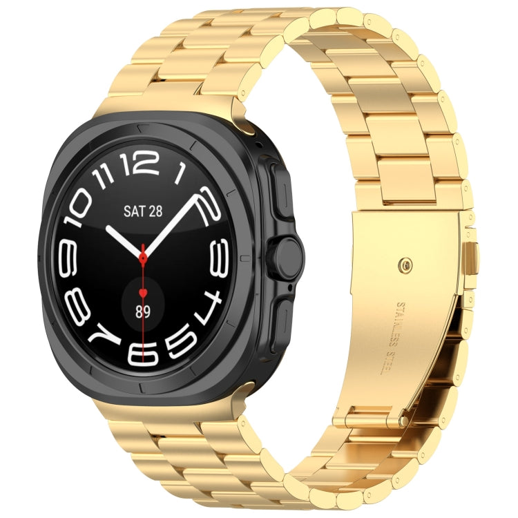 For Galaxy Watch Ultra2 2026 / 2025 / 1 2024 Three Beads Stainless Steel Metal Watch Band, Silver, Black, Gold, Rose Gold