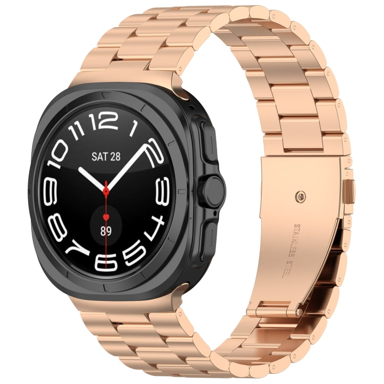 For Galaxy Watch Ultra2 2026 / 2025 / 1 2024 Three Beads Stainless Steel Metal Watch Band, Silver, Black, Gold, Rose Gold