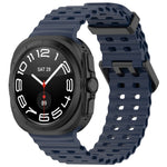 For Galaxy Watch Ultra2 2026 / 2025 / 1 2024 Ocean Hole Dual Buckle Silicone Watch Band, Rock Blue, Pink, Starlight, Dark Blue, Sky Blue, Dark Green, Wine Red, Gray Green, Black, Dark Gray, Orange, White