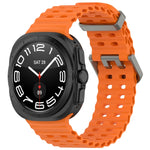 For Galaxy Watch Ultra2 2026 / 2025 / 1 2024 Ocean Hole Dual Buckle Silicone Watch Band, Rock Blue, Pink, Starlight, Dark Blue, Sky Blue, Dark Green, Wine Red, Gray Green, Black, Dark Gray, Orange, White