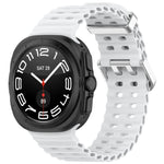 For Galaxy Watch Ultra2 2026 / 2025 / 1 2024 Ocean Hole Dual Buckle Silicone Watch Band, Rock Blue, Pink, Starlight, Dark Blue, Sky Blue, Dark Green, Wine Red, Gray Green, Black, Dark Gray, Orange, White