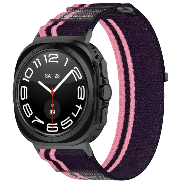 For Galaxy Watch Ultra2 2026 / 2025 / 1 2024 Hook and Loop Fastener Loop Nylon Watch Band, Orange+Beige, Pink+Purple, Black+Gray, Yellow+Gray, Blue+Gray, Green+Grey, Dark Green