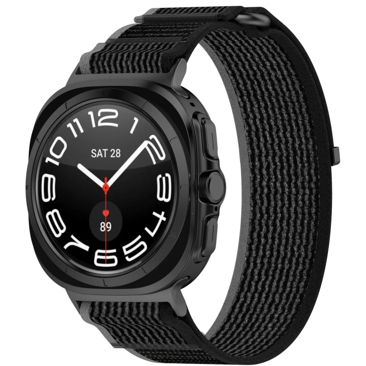 For Galaxy Watch Ultra2 2026 / 2025 / 1 2024 Hook and Loop Fastener Loop Nylon Watch Band, Orange+Beige, Pink+Purple, Black+Gray, Yellow+Gray, Blue+Gray, Green+Grey, Dark Green
