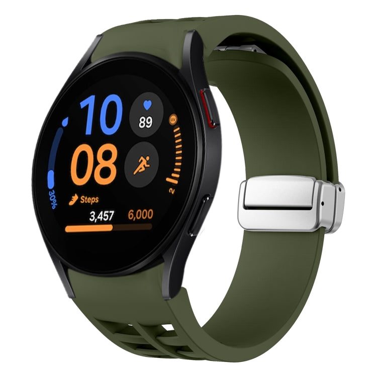 Richard Magnetic Folding Silver Buckle Silicone Watch Band, For Samsung Galaxy Watch FE 40mm, For Sansung Galaxy Watch 5 Pro Golf Edition, For Samsung Galaxy Watch 5 Golf Edition