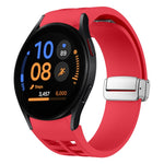 Richard Magnetic Folding Silver Buckle Silicone Watch Band, For Samsung Galaxy Watch FE 40mm, For Sansung Galaxy Watch 5 Pro Golf Edition, For Samsung Galaxy Watch 5 Golf Edition