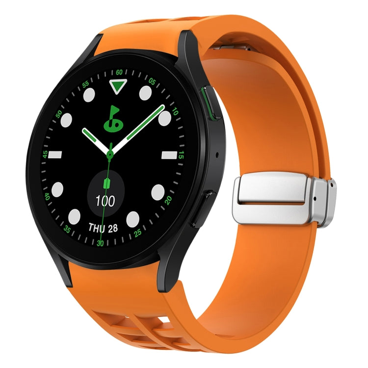 Richard Magnetic Folding Silver Buckle Silicone Watch Band, For Samsung Galaxy Watch FE 40mm, For Sansung Galaxy Watch 5 Pro Golf Edition, For Samsung Galaxy Watch 5 Golf Edition
