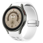 Richard Magnetic Folding Silver Buckle Silicone Watch Band, For Sansung Galaxy Watch 5 Pro 45mm, For Samsung Galaxy Watch 7 40 / 44mm, For Samsung Galaxy Watch 6 Classic 43 / 47mm