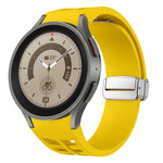 Richard Magnetic Folding Silver Buckle Silicone Watch Band, For Sansung Galaxy Watch 5 Pro 45mm, For Samsung Galaxy Watch 7 40 / 44mm, For Samsung Galaxy Watch 6 Classic 43 / 47mm