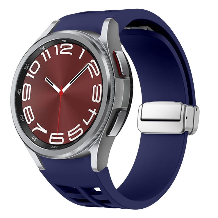 Richard Magnetic Folding Silver Buckle Silicone Watch Band, For Sansung Galaxy Watch 5 Pro 45mm, For Samsung Galaxy Watch 7 40 / 44mm, For Samsung Galaxy Watch 6 Classic 43 / 47mm